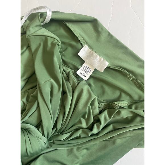 Dessy Collection Twist Wrap Convertible Maxi Dress in Apple Slice - Picture 4 of 7